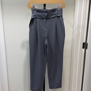 Topshop Gray Pleated Tapered Trousers